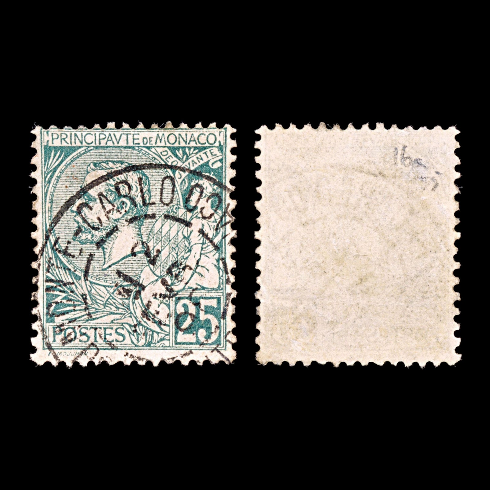 5414 Monaco SG16a 25c Green. 1891. Sc#20 Mi16 Used. C£55