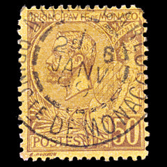 5415 Monaco SG18a 50c Brown on Orange. 1891. Mi18b Used. C£11, view 3