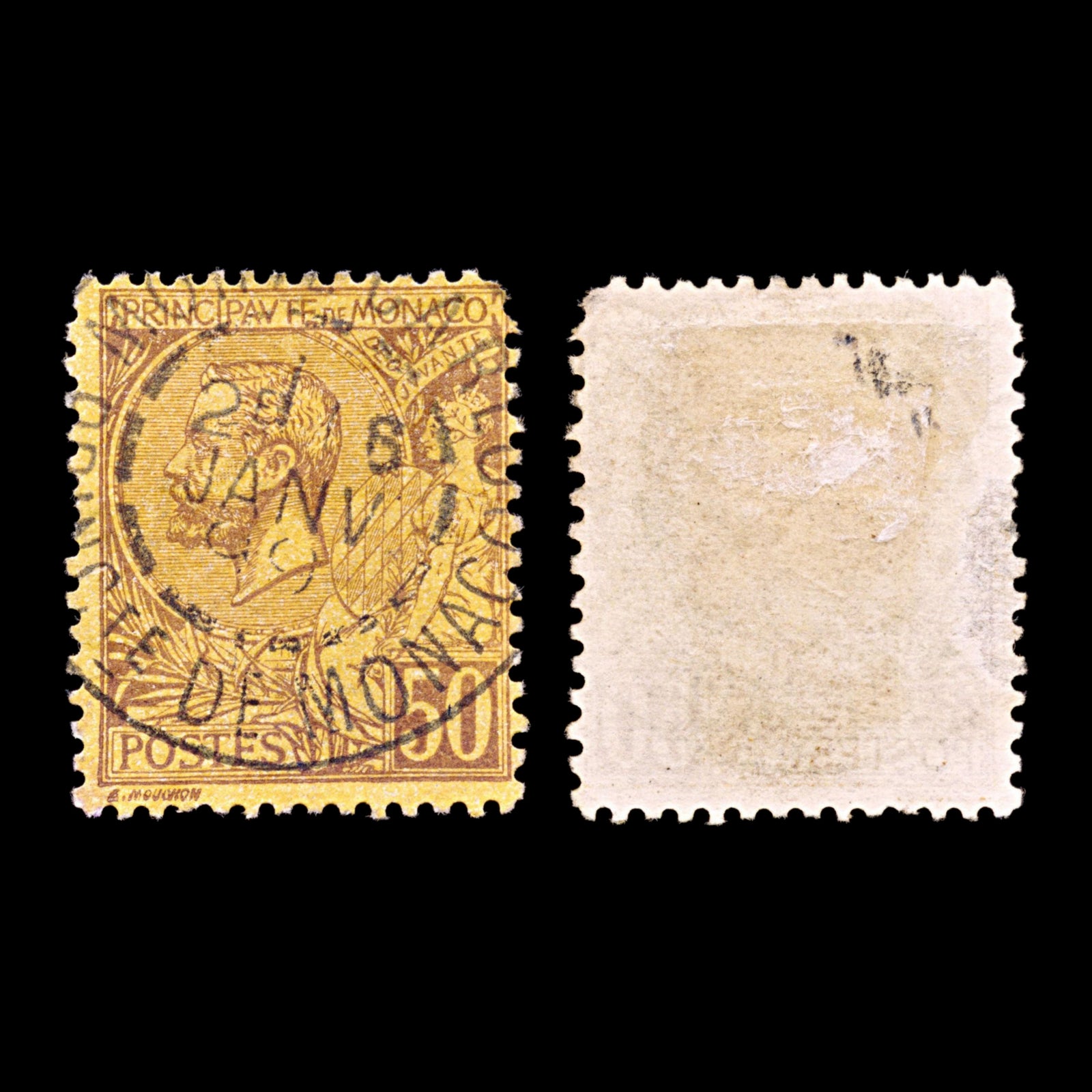 5415 Monaco SG18a 50c Brown on Orange. 1891. Mi18b Used. C£11