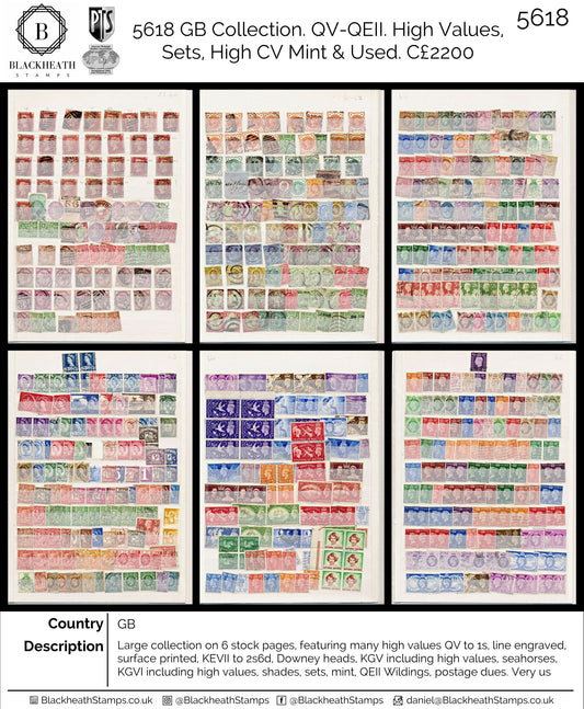 5618 GB Collection. QV-QEII. High Values, Sets, High CV Mint & Used. C£2200