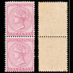 5731 Natal SG66 1d Rose. Vert. Pair 1874. Sc#51 Mi28 MNH Mint. C£140, view 1