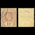 5771 Straits Settlements SG231 10c Violet on Yellow 1925. Sc#191a Mi181Ia Used. C£17