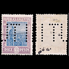 5784 Argentina SG410 10p Blue & Lilac 1912. Sc#203 Mi180Y Used. C£20, view 1