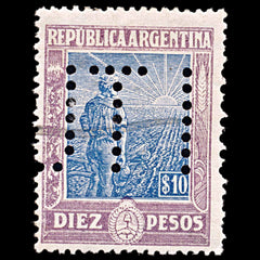 5784 Argentina SG410 10p Blue & Lilac 1912. Sc#203 Mi180Y Used. C£20, view 3