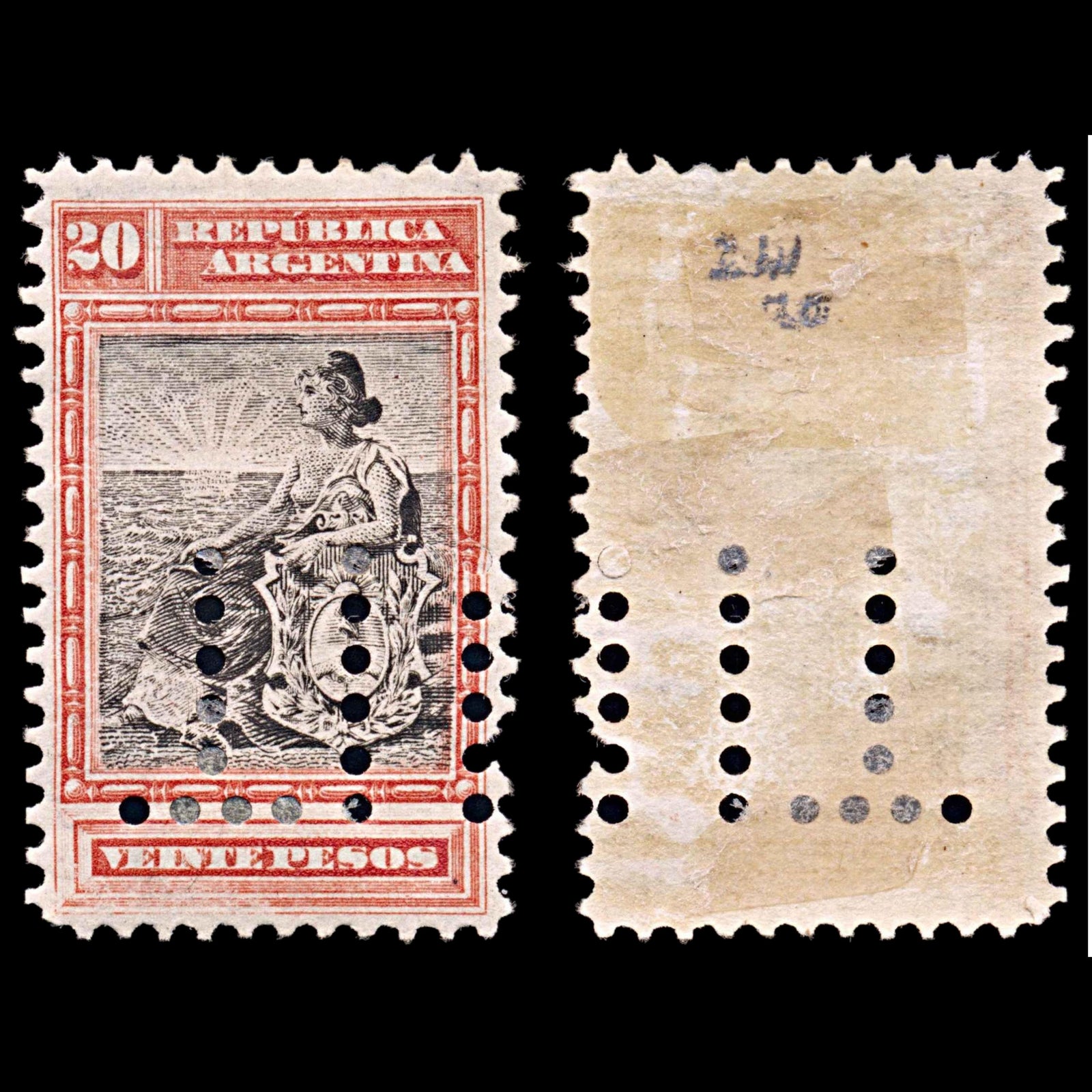 5785 Argentina SG241 20p Carmine & Black 1899. Sc#142 Mi119 MM Mint. C£20