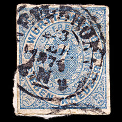 5830 Wurttemberg SG79 7k Blue 1869. Sc#50 Mi39a Used. C£20, view 3