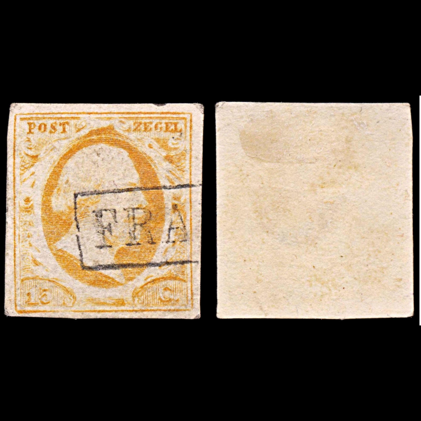 5834 Netherlands SG3b 15c Orange-Yellow 1852. Sc#3b Mi3a Used. C£190