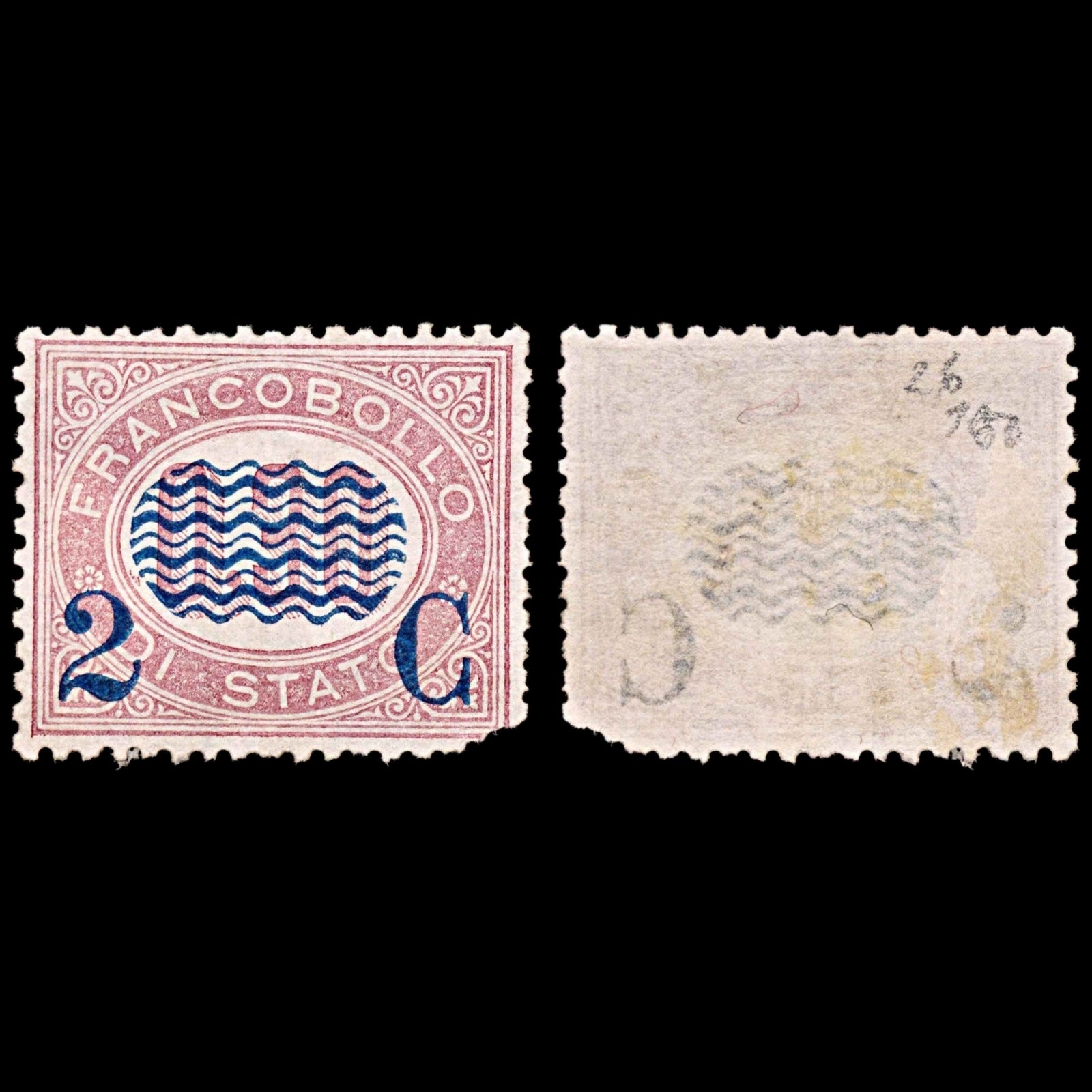 5857 Italy SG26 2c on 30c Lake 1878. Sc#40 Mi32 MH Mint. C£750