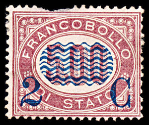 5859 Italy SG29 2c on 5L Lilac-Red 1878. Sc#43 Mi35 MH Mint. C£900