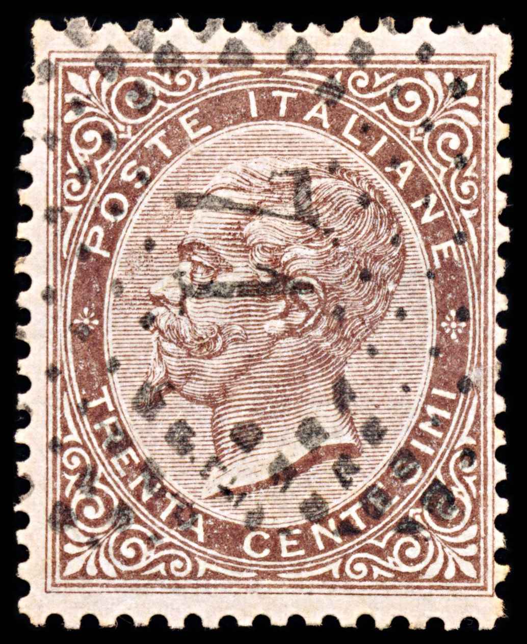 5870 Italy SG13 30c Brown 1863. Sc#30 Mi19 Used. C£26