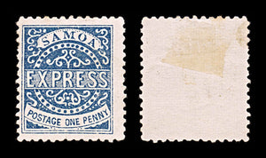 5941 Samoa SG15 1d Blue. Forgery #1 1877. Sc#1 Mi1IIIa MH Mint