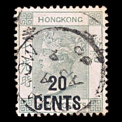 5954 Hong Kong SG45a 20c on 30c Grey Green 1891. Sc#52 Mi48Ib Used. C£150, view 3
