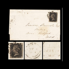 5980 GB SG1 1d Black Plate 11 "QH" on Cover 1840. Sc#1 Mi1 4 Margins. C£16000, view 1