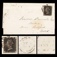 5980 GB SG1 1d Black Plate 11 "QH" on Cover 1840. Sc#1 Mi1 4 Margins. C£16000, view 2