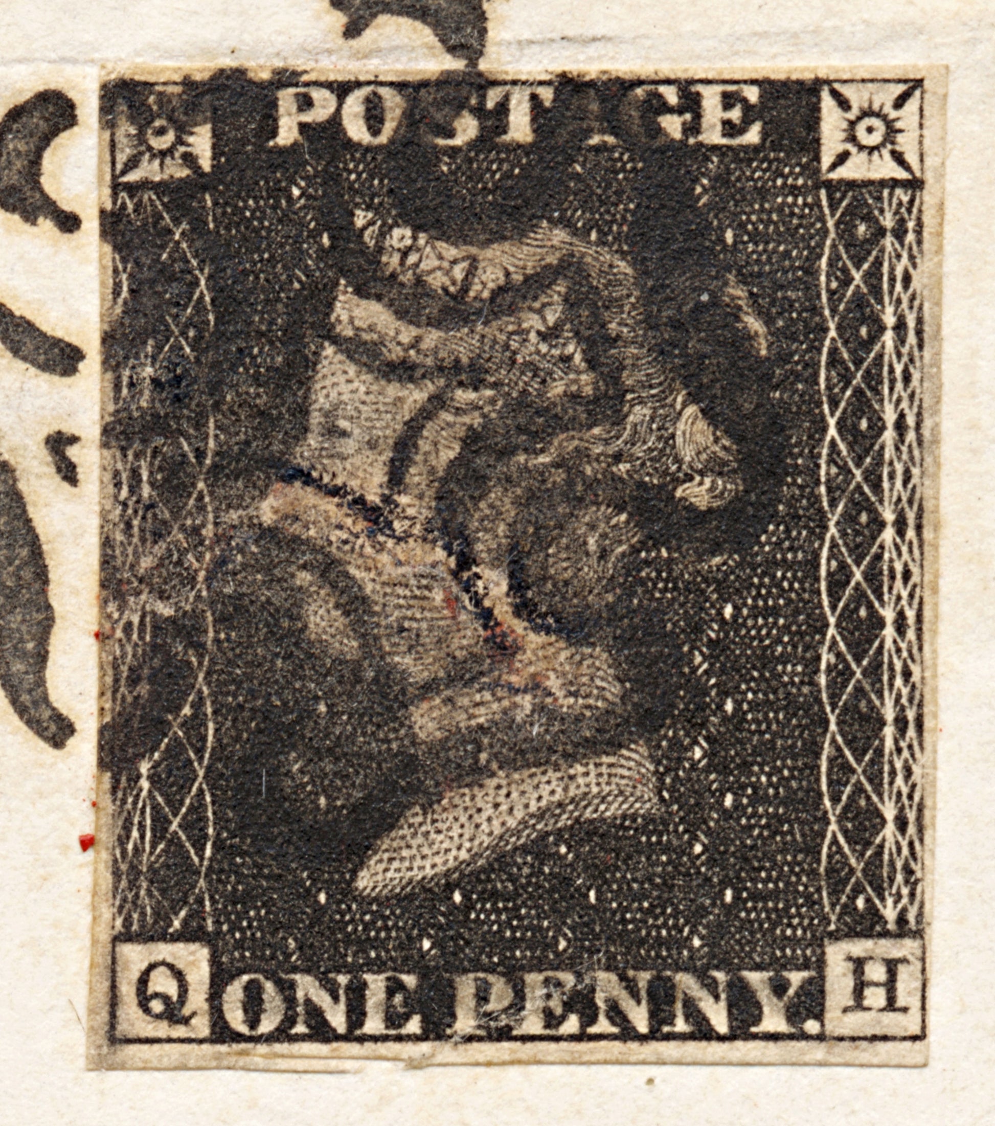 5980 GB SG1 1d Black Plate 11 "QH" on Cover 1840. Sc#1 Mi1 4 Margins. C£16000
