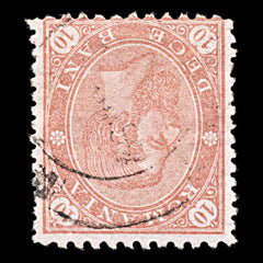 6006 Romania 10 Ban Red 1891. Sc#104 Mi86 Used, view 3