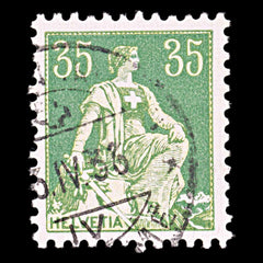 6018 Switzerland SG235a 35c Yellow & Green 1933. Sc#135a Mi105z Used. C£20, view 3