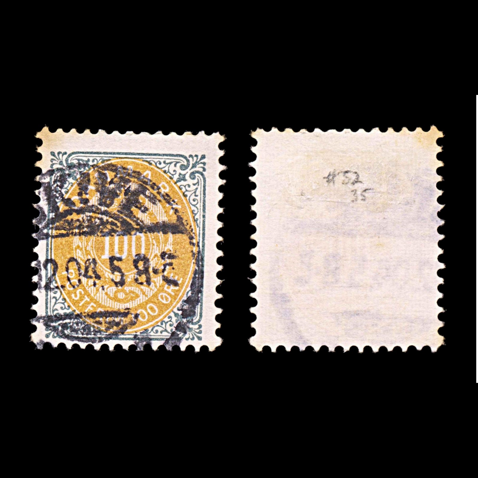6023 Denmark 100 ore Grey & Yellow 1903. Sc#52b Mi31IZB Used. C£10