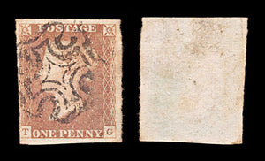 6037 GB SG8 1d Red. Plate 28. TG Re-Entry. BS17e 1841. Sc#3 Mi3Ib 3 Margins. C£275