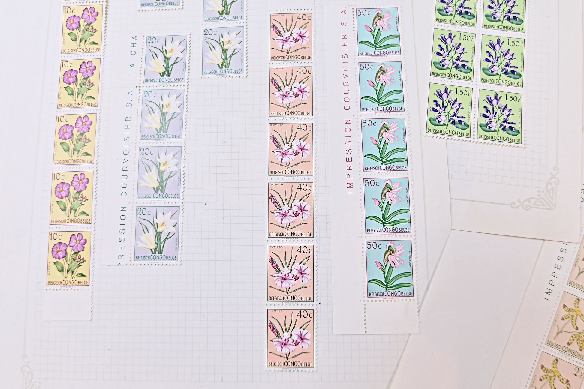 6098 Belgian Congo SG296/317 Set of 22 in Strips 1952. Sc#263/284 Mi295/316 MNH/MH. C£269