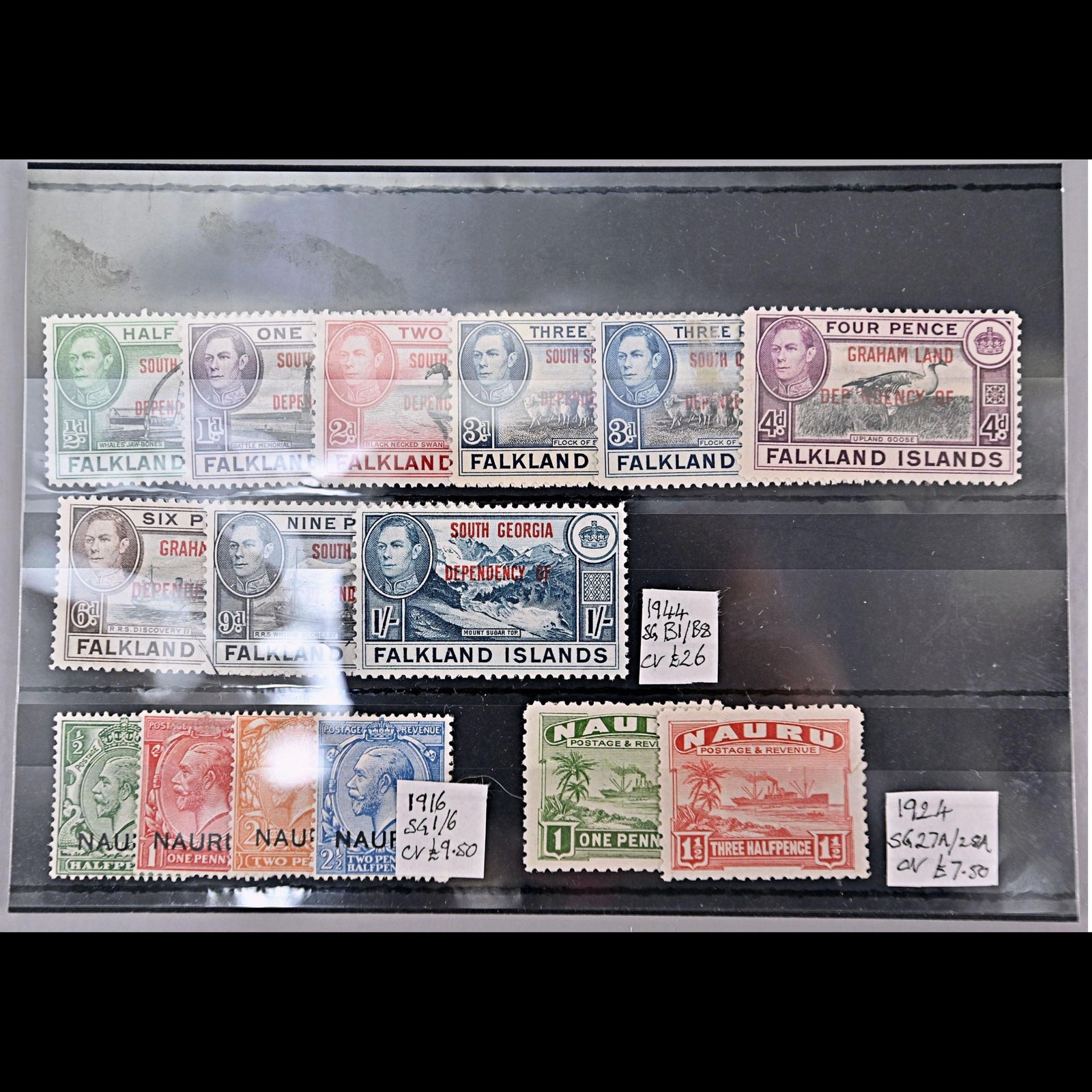 6125 Nauru South Georgia Set SG B1/B8. Nauru SG1-6 & SG27A/28A. CV £33 Mint