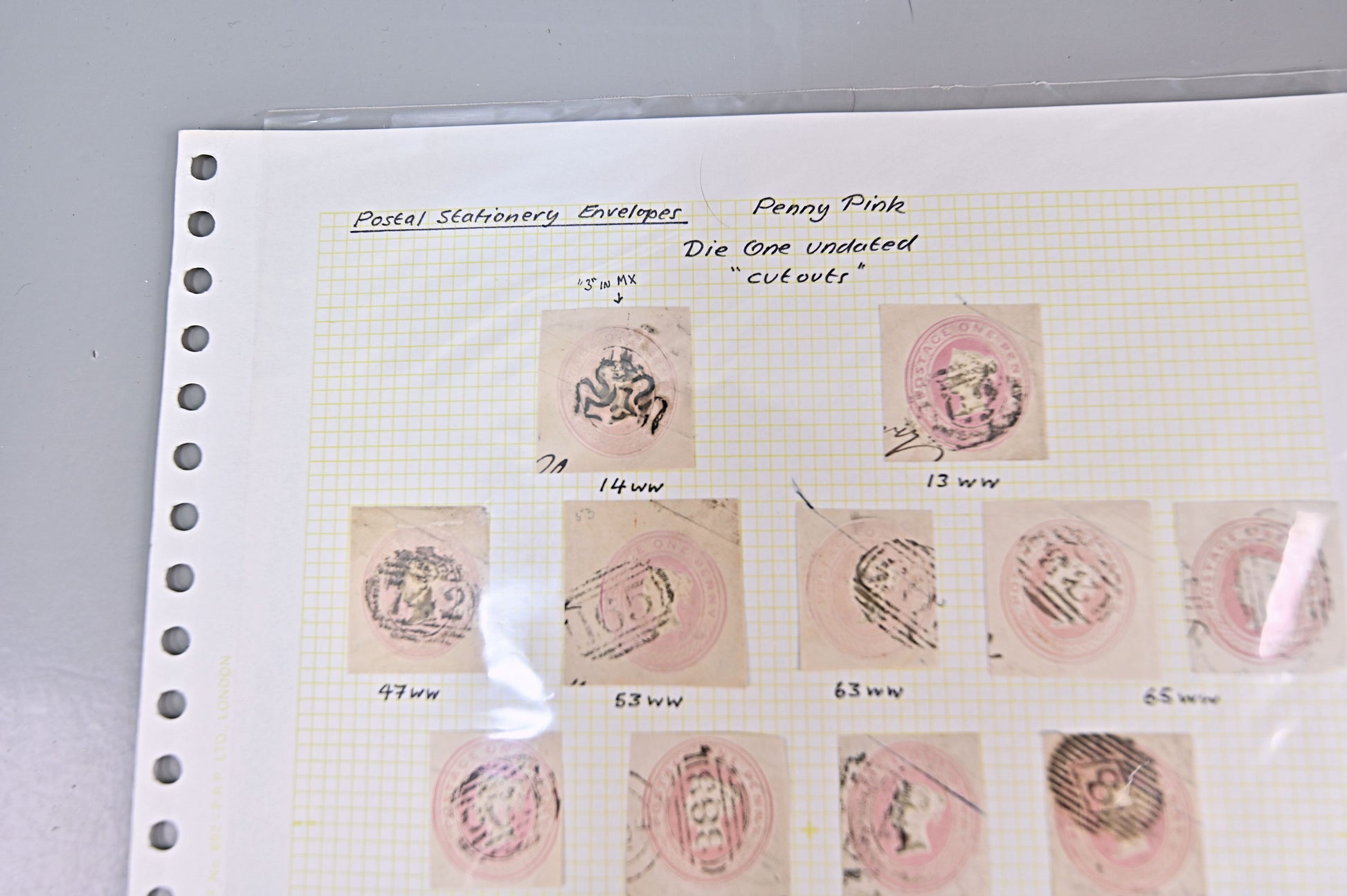6138 GB "Penny Pink" Postal Cutouts. Die 1 14ww-9ww. Better Seen