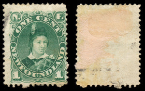 6190 Newfoundland SG63a 1c Green 1898. Sc#45 Mi36a Used. C£28