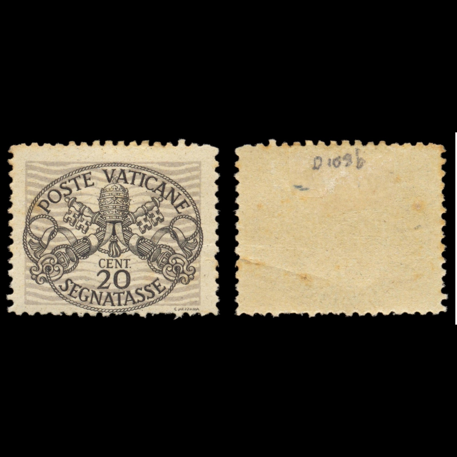 6234 Vatican City SG D108B 20c Black & Grey-Violet. Die II 1946. Mi P8xII Mint MH. C£180