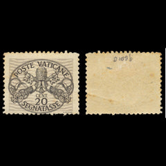 6234 Vatican City SG D108B 20c Black & Grey-Violet. Die II 1946. Mi P8xII Mint MH. C£180, view 1