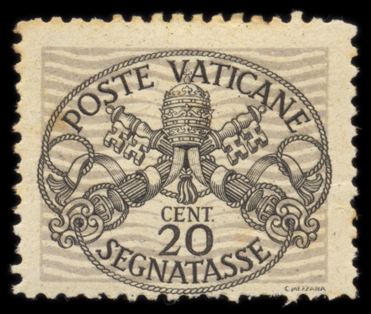 6234 Vatican City SG D108B 20c Black & Grey-Violet. Die II 1946. Mi P8xII Mint MH. C£180