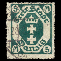 6238 Danzig SG86a 5M Blackish Green 1922. Mi108Y Used. C£90, view 3