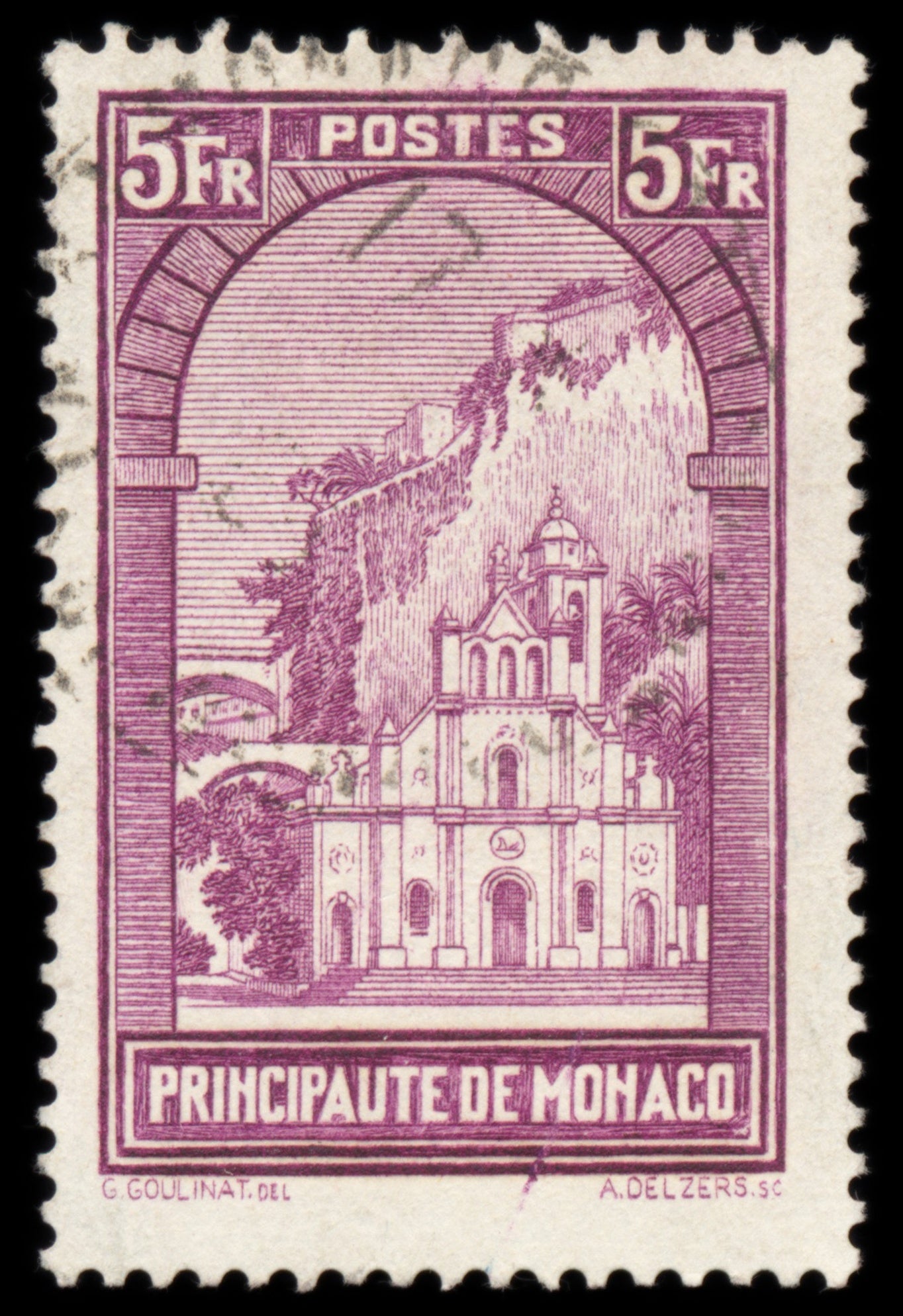 6256 Monaco SG140 5F Lilac 1933. Sc#128 Mi134 Used. C£30
