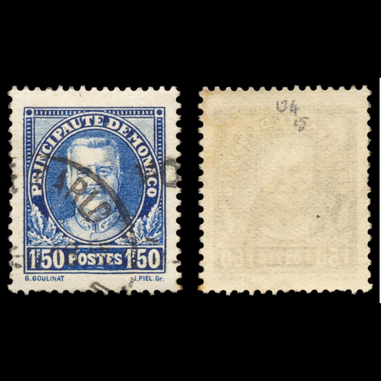6257 Monaco SG134 1f50 Ultramarine 1933. Sc#122 Mi119 Used. C£15