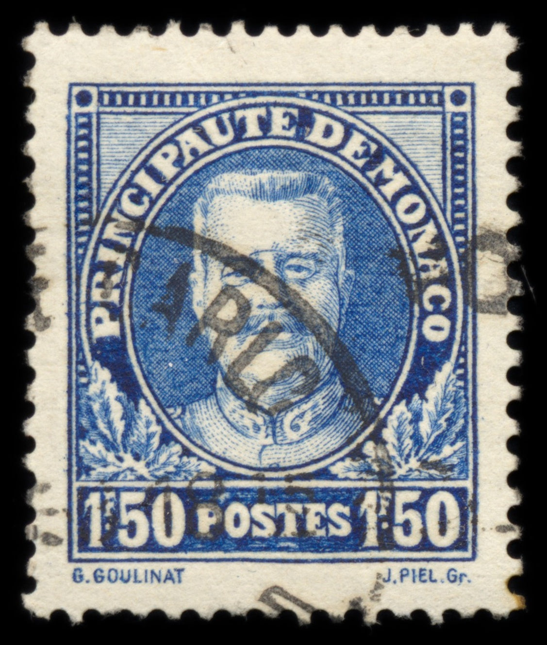 6257 Monaco SG134 1f50 Ultramarine 1933. Sc#122 Mi119 Used. C£15