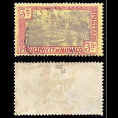 6258 Monaco SG103 3fr Carmine & Grey-Lilac 1927. Sc#90 Mi101 Used. C£16, view 1