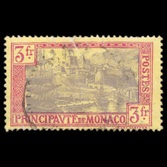 6258 Monaco SG103 3fr Carmine & Grey-Lilac 1927. Sc#90 Mi101 Used. C£16, view 3
