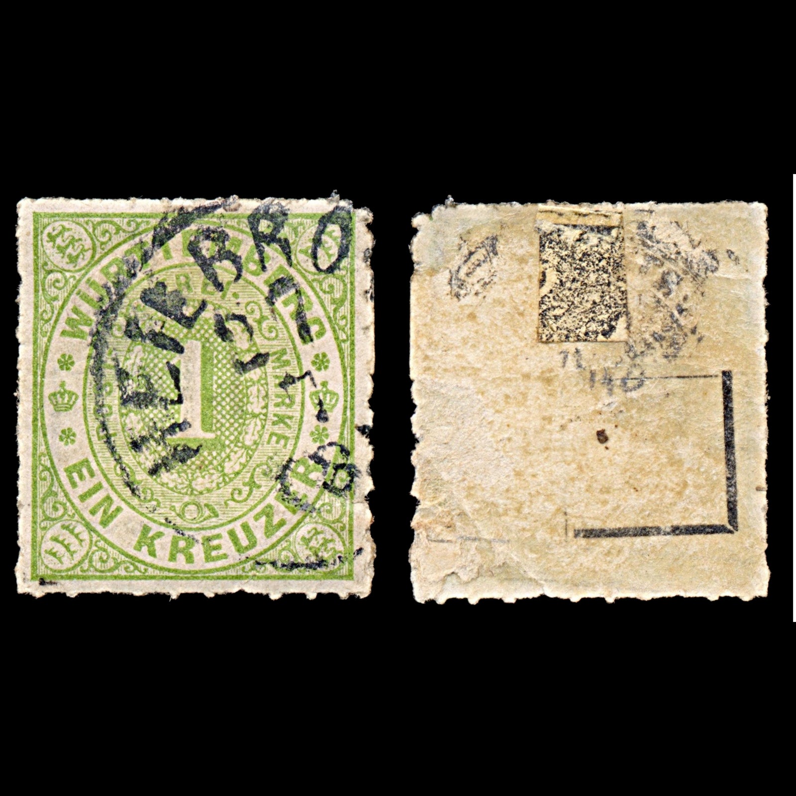 6278 Wurttemberg SG73 1k Blue-Green 1869. Sc#47 Mi36a Used. C£150