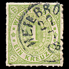 6278 Wurttemberg SG73 1k Blue-Green 1869. Sc#47 Mi36a Used. C£150, view 3