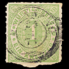 6308 Wurttemberg SG72 1Kr Yellowish Green 1869. Mi36b Used. C£140, view 3