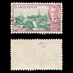 6338 Barbados SG280 60C Carmine & Green 1950. Sc#225 Mi193 Used. C£14, view 2