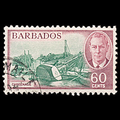 6338 Barbados SG280 60C Carmine & Green 1950. Sc#225 Mi193 Used. C£14, view 3