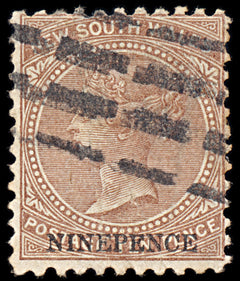 6342 New South Wales SG220ga 9D Brown. P10x12. Unlisted 1881. Sc#59c Mi48 Used, view 3