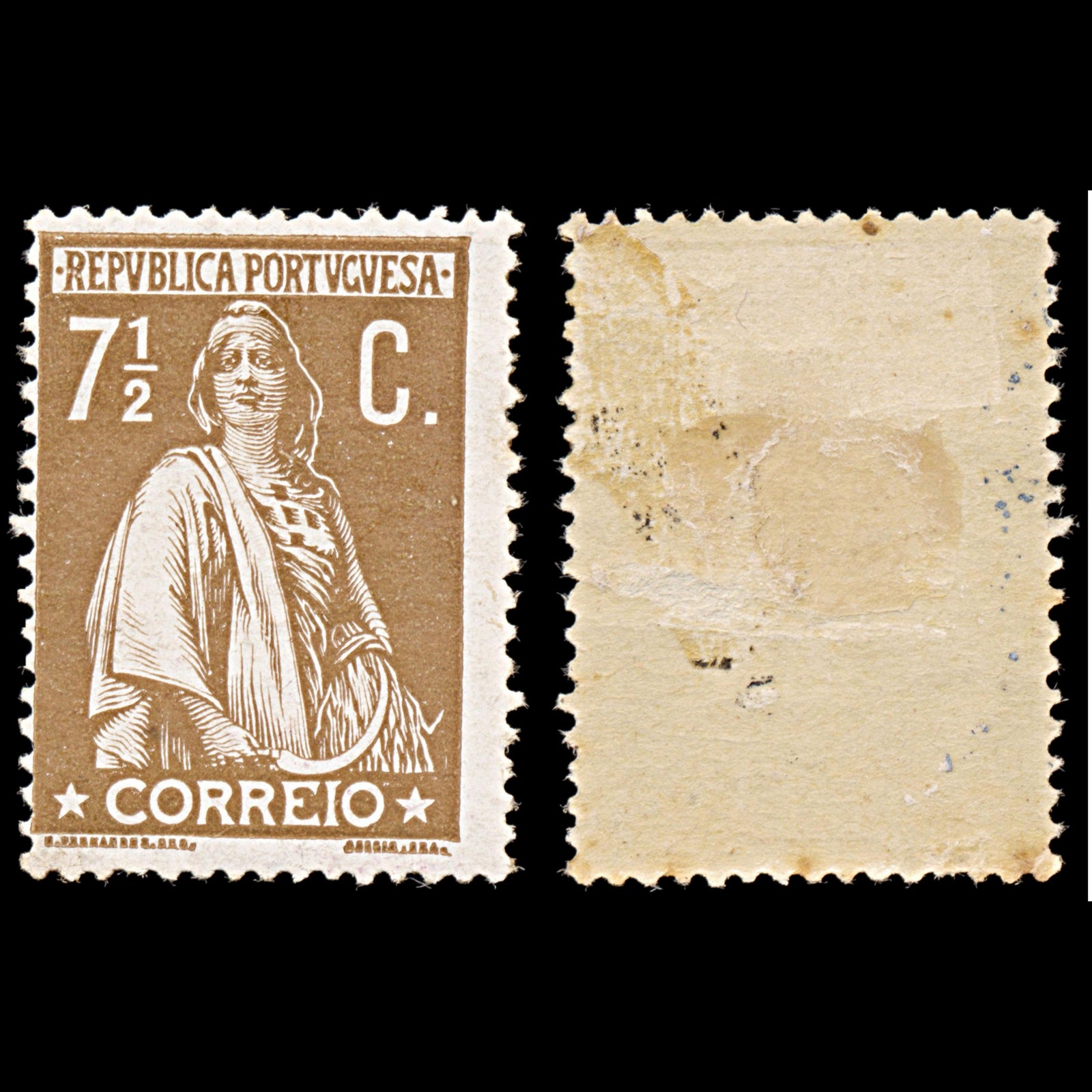 6355 Portugal SG500 7½C Yellow Brown 1915. Sc#243 Mi211Ax Mint MH. C£19