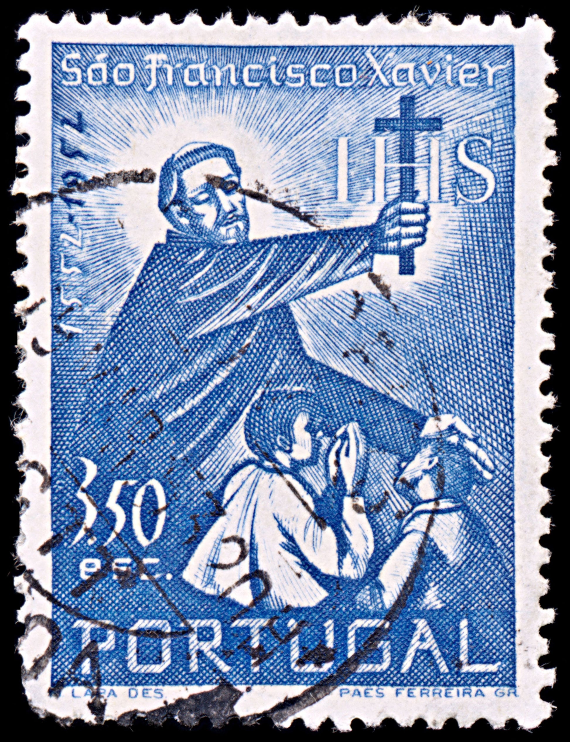 6372 Portugal SG1077 3.50$ Ultramarine 1952. Sc#755 Mi790 Used. C£18