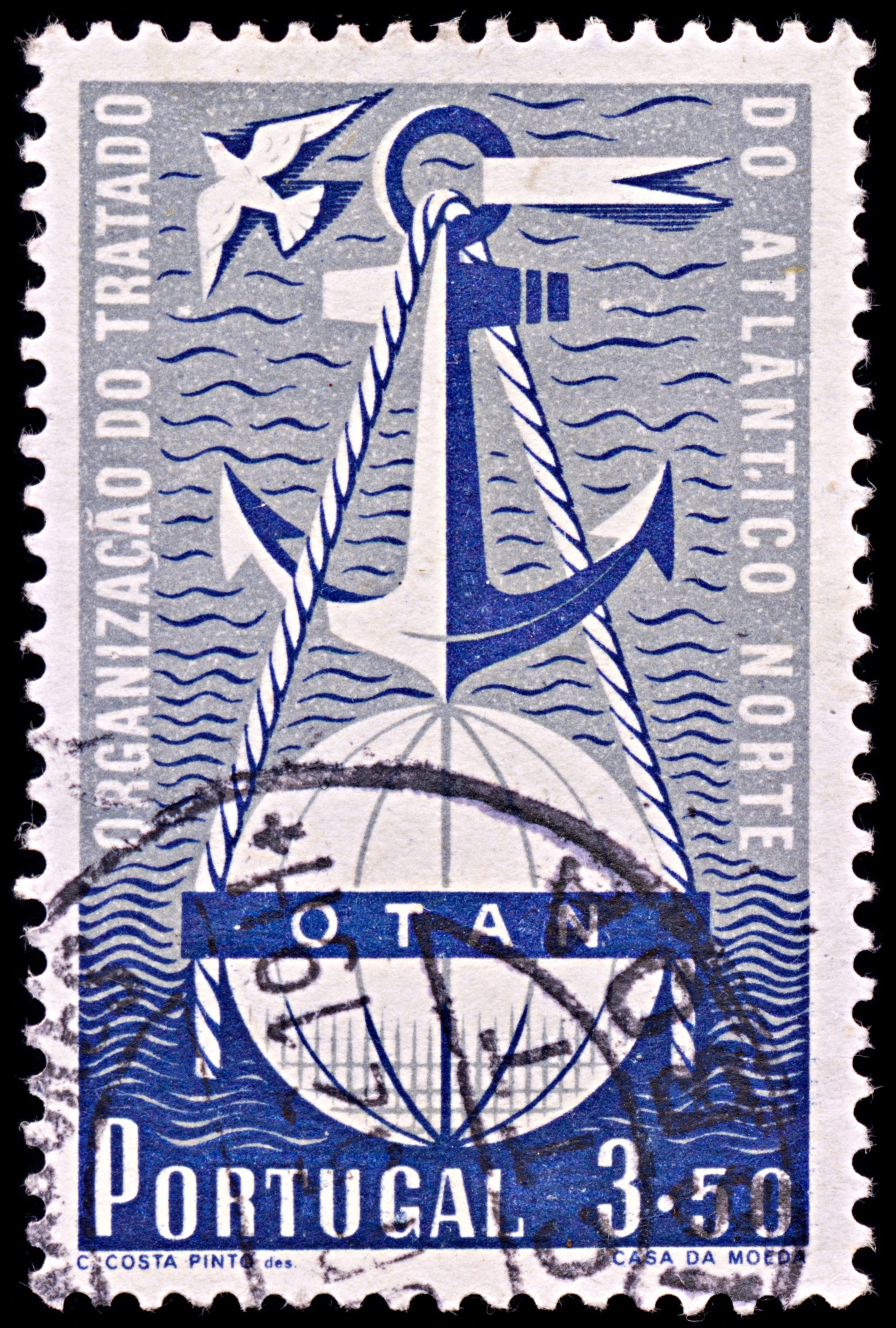 6373 Portugal SG1066 3.50$ Blue & Grey 1952. Sc#748 Mi779 Used. C£34
