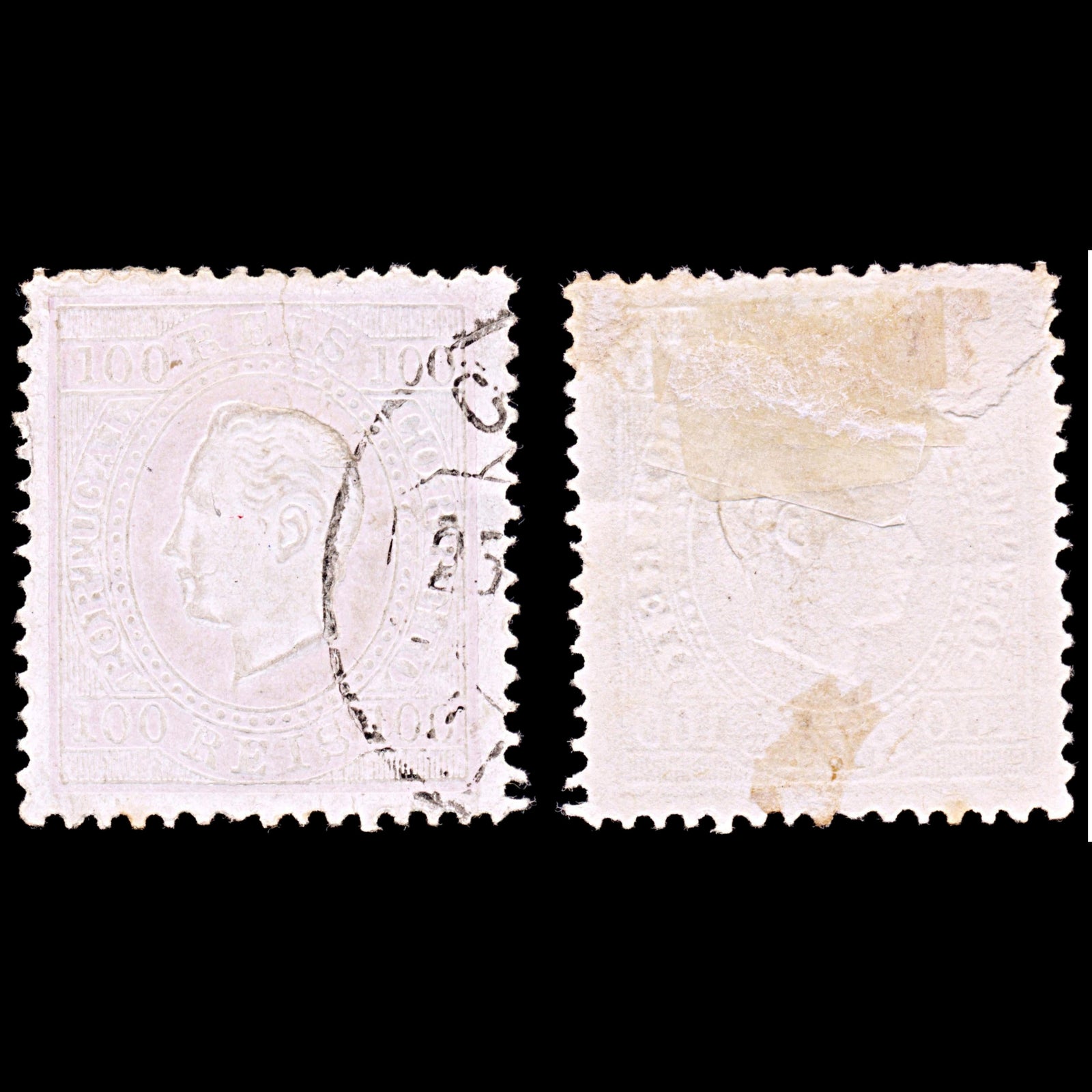6374 Portugal SG153 100R Grey Lilac & Lilac 1871. Sc#45e Mi41yB Used. C£16