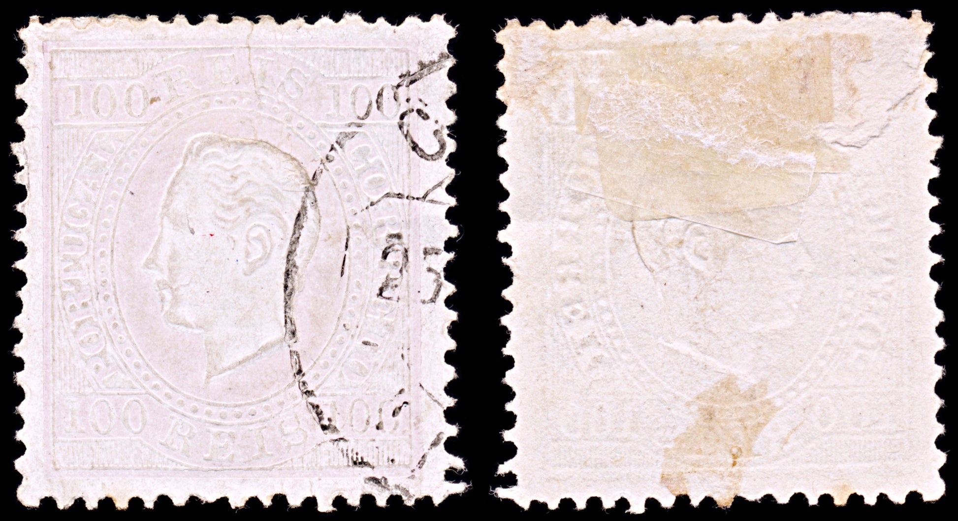 6374 Portugal SG153 100R Grey Lilac & Lilac 1871. Sc#45e Mi41yB Used. C£16