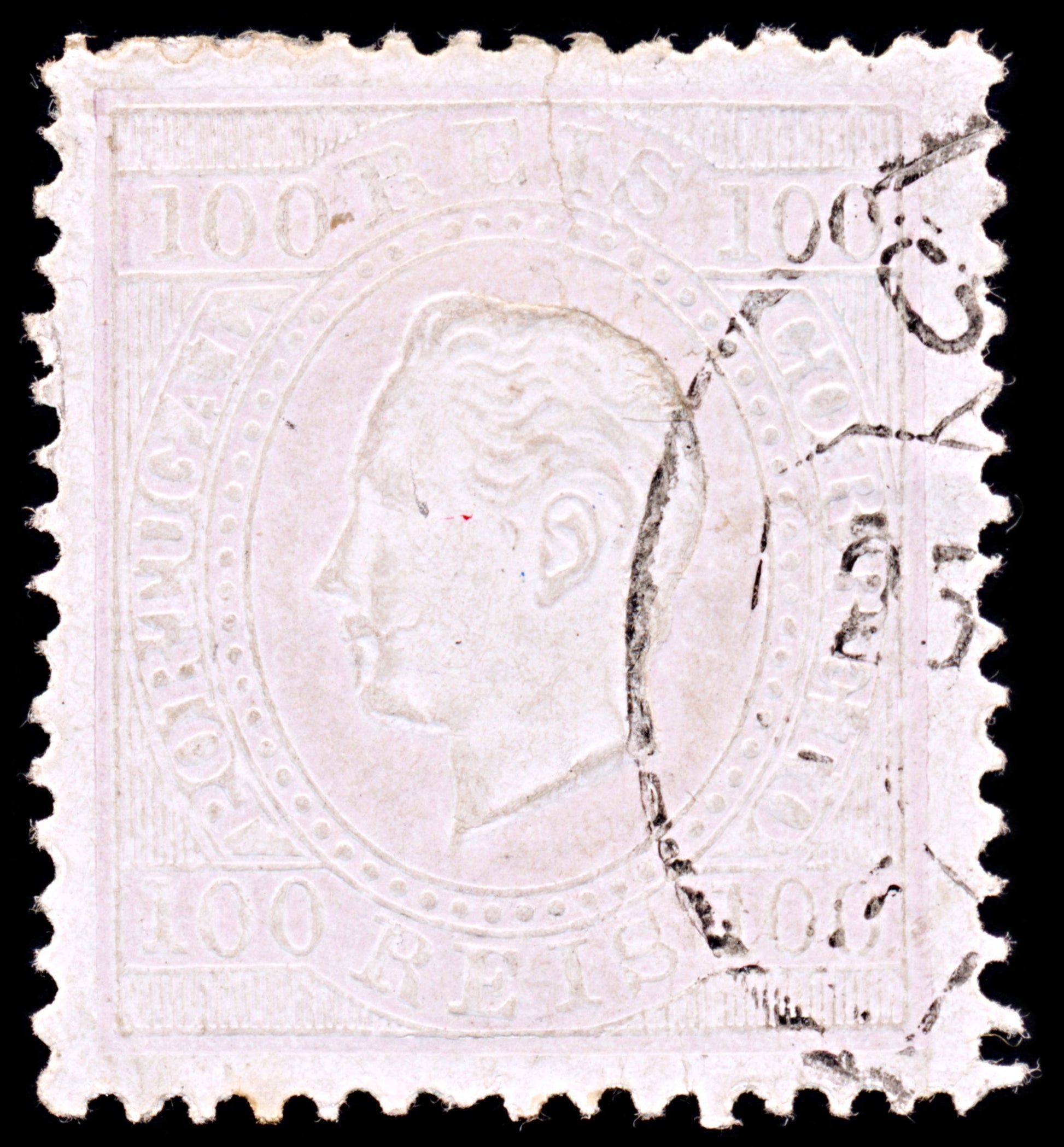 6374 Portugal SG153 100R Grey Lilac & Lilac 1871. Sc#45e Mi41yB Used. C£16