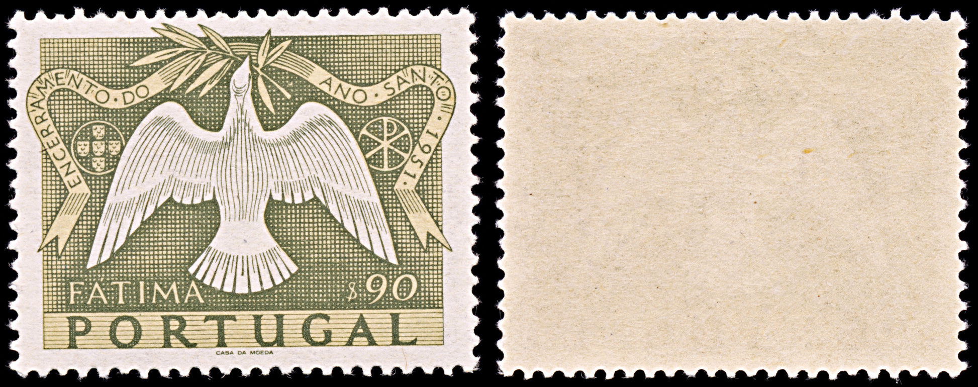 6386 Portugal SG1050 90C Yellow & Olive Green 1951. Sc#732 Mi763 Mint MNH. C£20