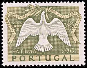 6386 Portugal SG1050 90C Yellow & Olive Green 1951. Sc#732 Mi763 Mint MNH. C£20